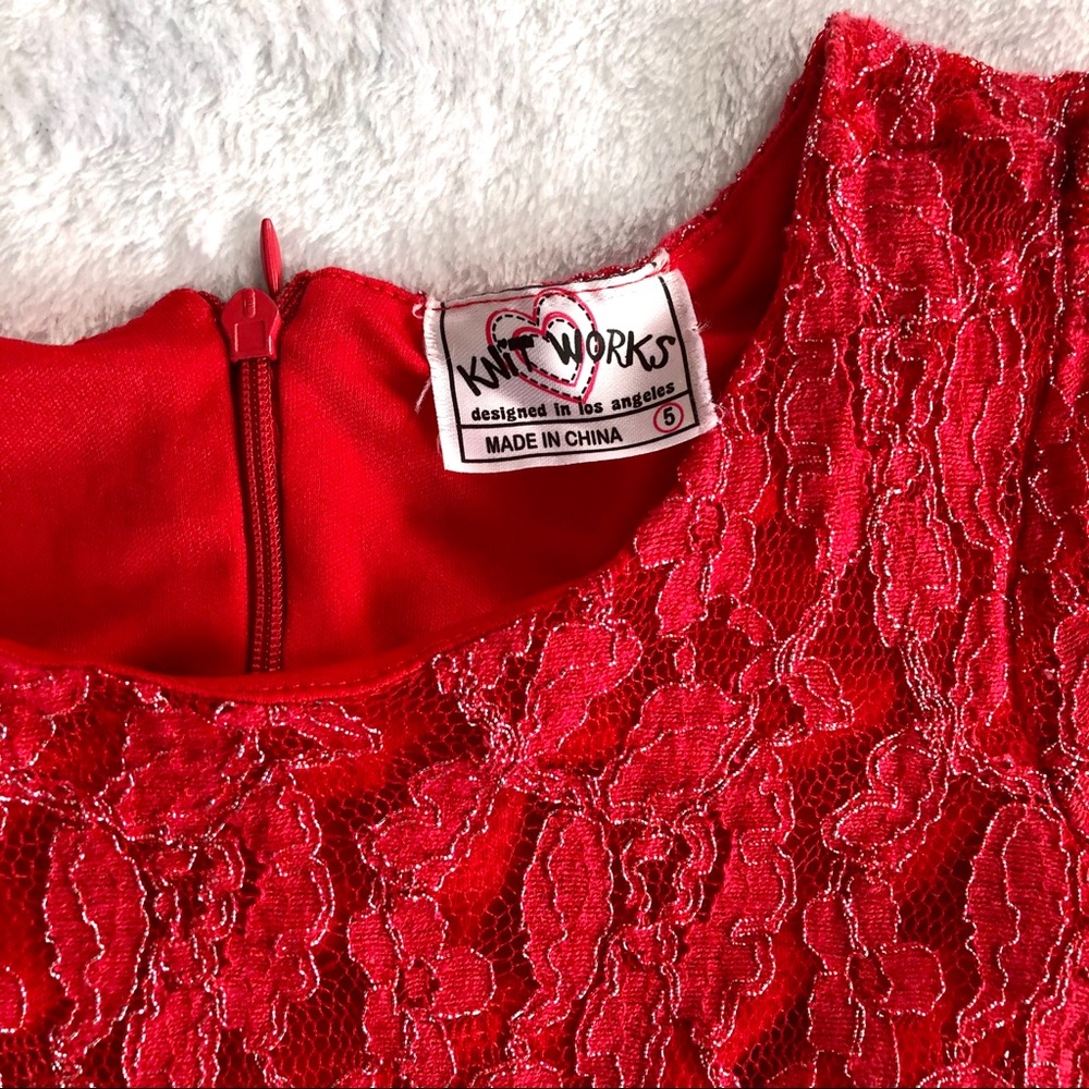 SOLD✖️Girls Red & Silver Lace Tutu Dress || Size 5 - Picture 4 of 7